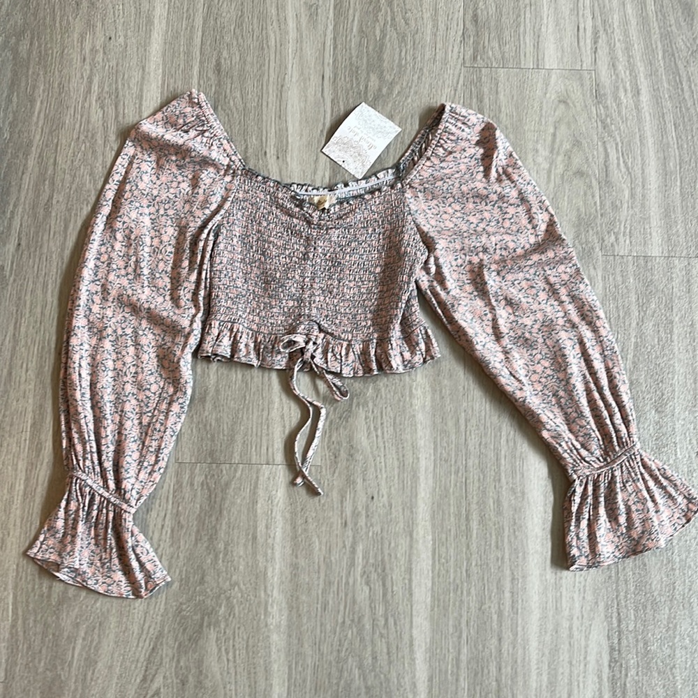 Altar'd State Long Sleeve Floral Crop Top